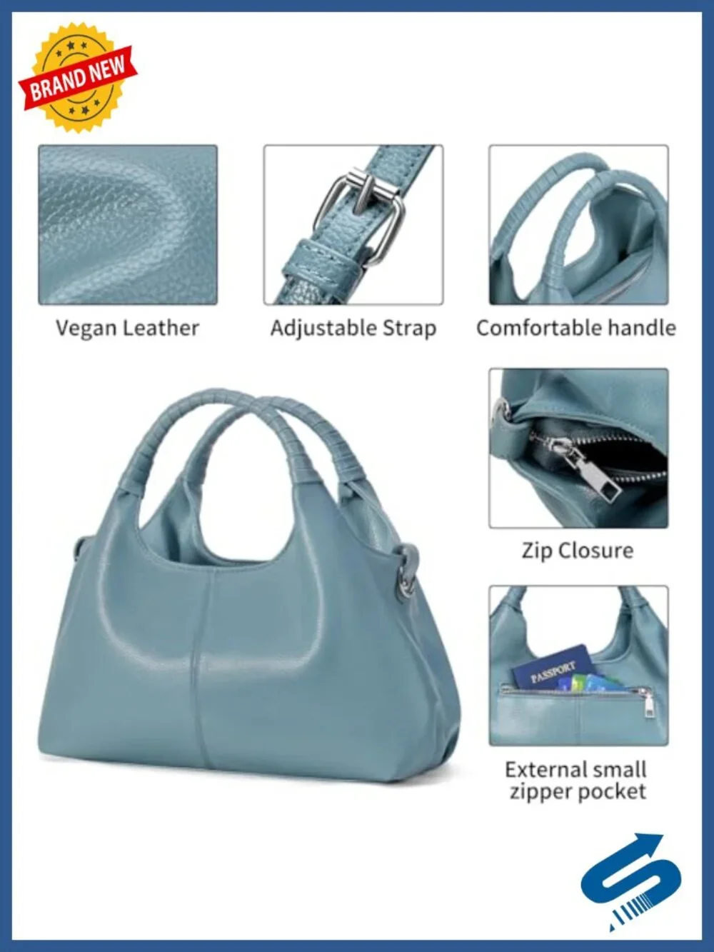 PU Leather Crossbody Hobo Bag with Top Handle Satchel Shoulder Bag